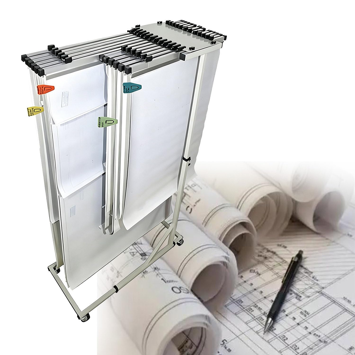 Rangement Mobile pour Dessins avec Double Verrouillage 6A0Clamps