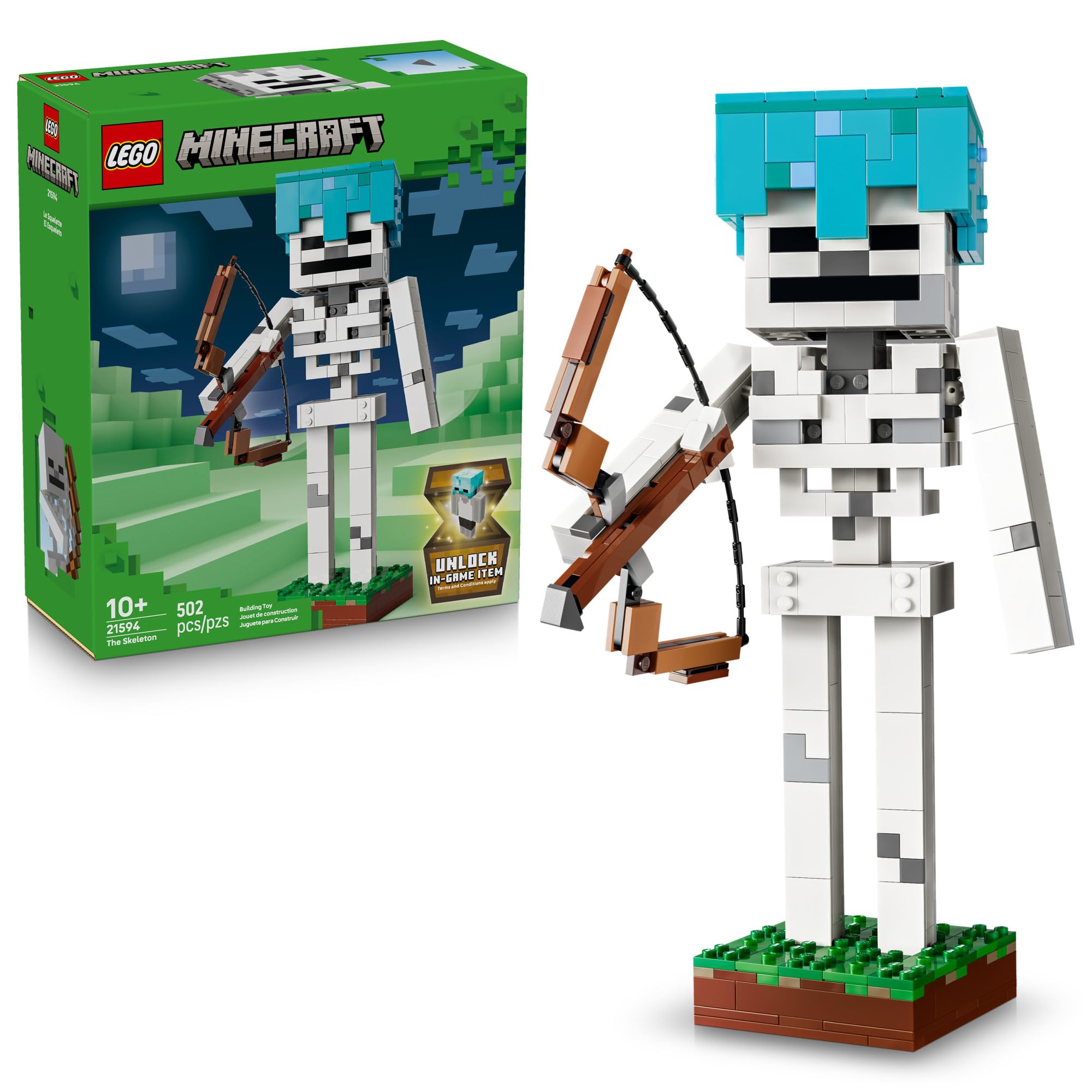 Minecraft The Skeleton 21594 | Building Toys for Boys & Girls, Ages, 10+, Display for Bedroom, 502 pieces, Gift for Gamers