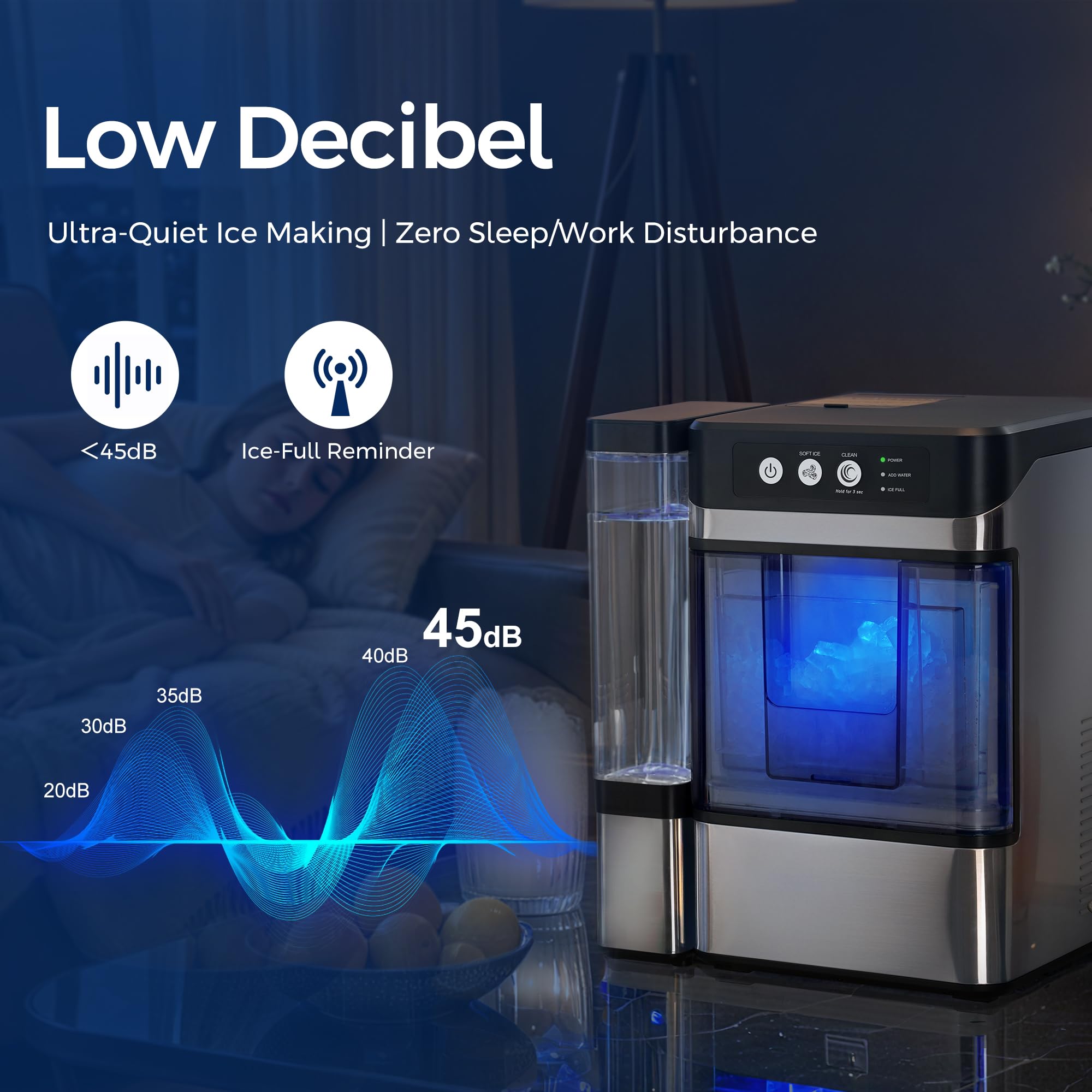 Nugget Ice Maker Countertop with 0.8Gal Removable Tank for Chewable Ice, 41Lbs/24H, One-Touch Fast Ice in 6 Mins, Self-Cleaning & Ultra Quiet for Home, Office, Party(Gray) on Fridge.com