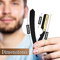 Vista 7 de Facón Navajas rectas para hombres - Kit de navaja de barbero profesional de borde recto con 100 cuchillas, afeitadora clásica de acero inoxidable