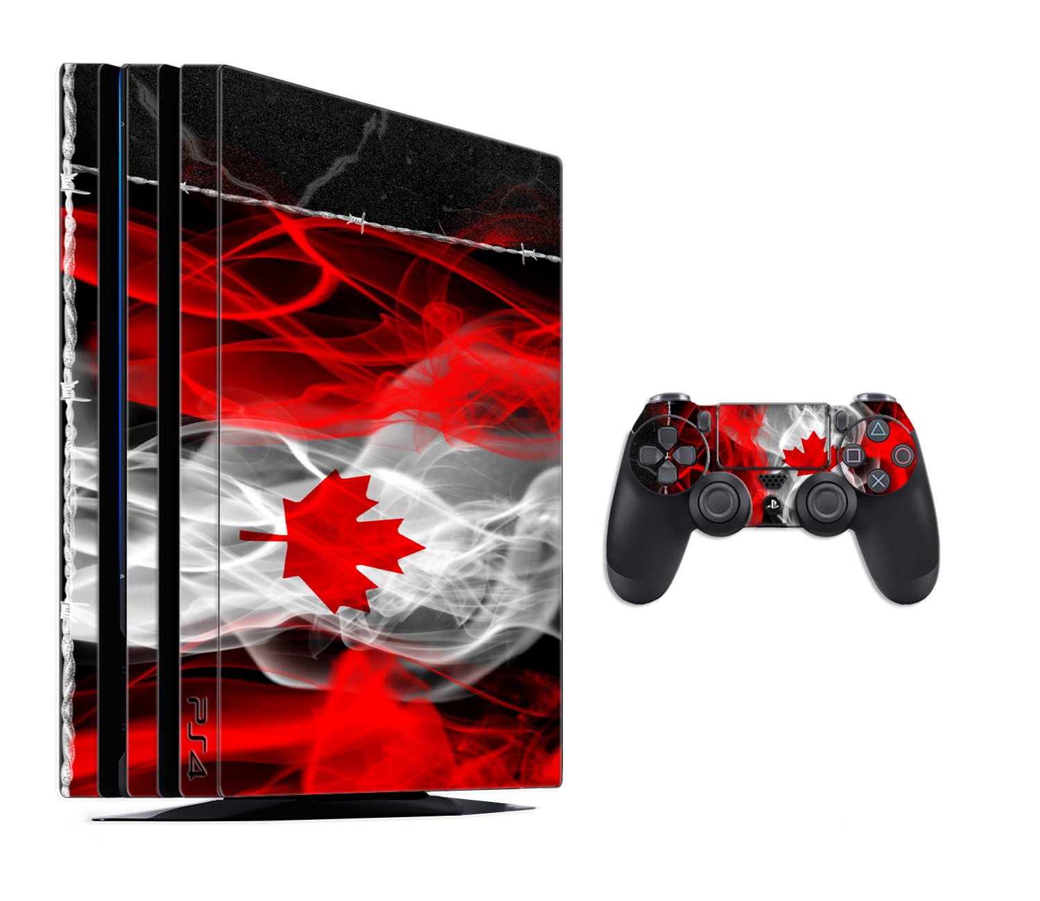GADGETS WRAP Playstation PS4 PRO Printed Canada Logo fire Skin for Console & Controller
