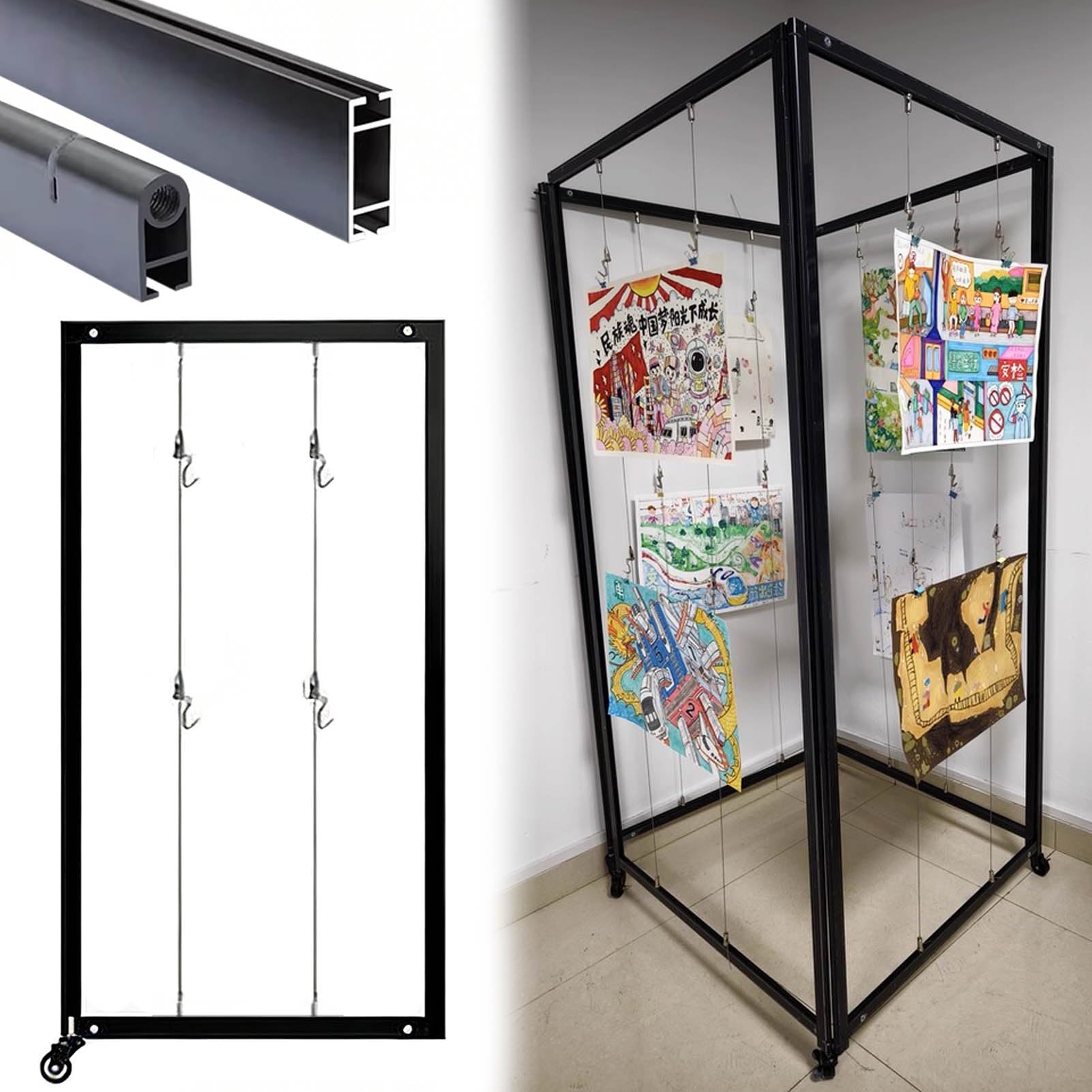 Tragbares, faltbares Kunst-Ausstellungsregal für Malausstellungen, Aluminium-Kunstwerkhalter für Poster und Fotos, 80 x 180 cm / 31.5in x 70.9in