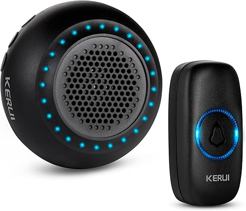 Miniatura 1 de KERUI Timbre inalámbrico, timbre impermeable, 4 niveles de volumen, 32 timbres de puerta de 330 pies de largo alcance con memoria y función de tono
