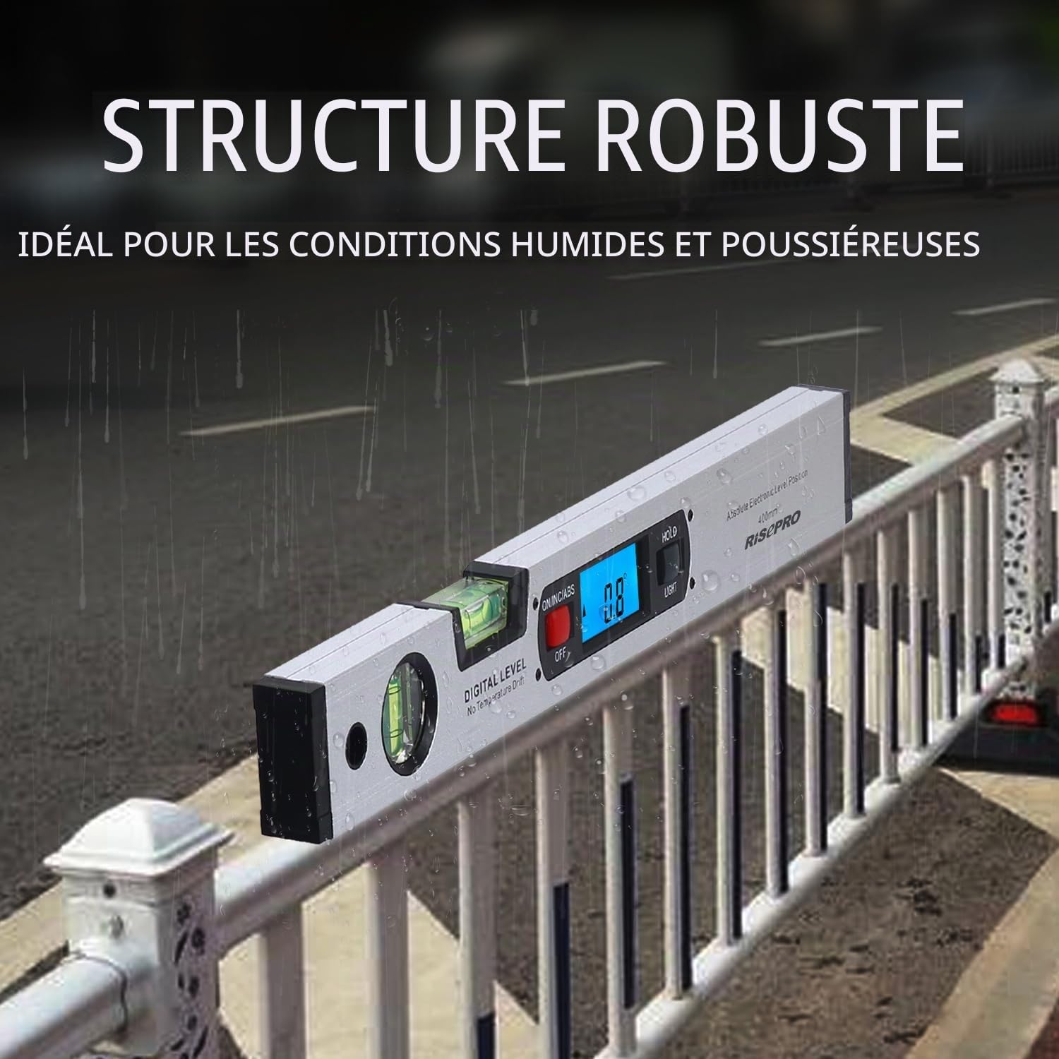 Niveau de torpille numérique de 42 cm - Inclinomètre - Viseur d'angle - Jauge - Niveau à bulle - Base magnétique - Rétroéclairage