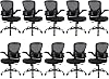 Flysky Ergonomic Home Office Desk Chair Set of 10 - Lumbar Back Support, Breathable Mesh Swivel Computer Task Chair with Wheels and Flip-up Arms, Height Adjustable, Black