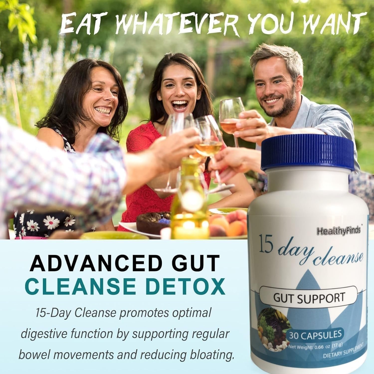 15 Day Cleanse, Gut and Colon Support, Advanced 15 Day Gut Cleanse Detox for Women & Men with Senna, Cascara Sagrada & Psyllium Husk, Non-GMO (30 Capsules) - Image 7