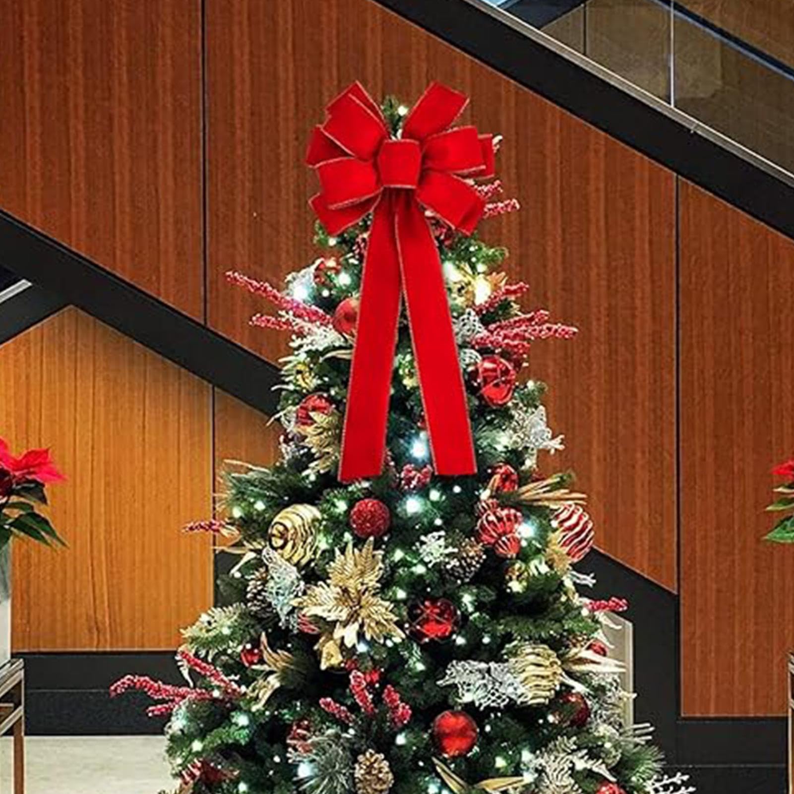 Fiocchi per Albero di Natale 8 Pezzi di Ornamenti con Bordo Oro