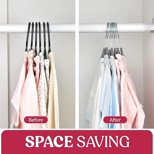 Miniatura 6 de LDC LUX DECOR COLLECTION Perchas de terciopelo gris, paquete de 30  Percha de fieltro antideslizante de alta calidad para abrigos, pantalones,