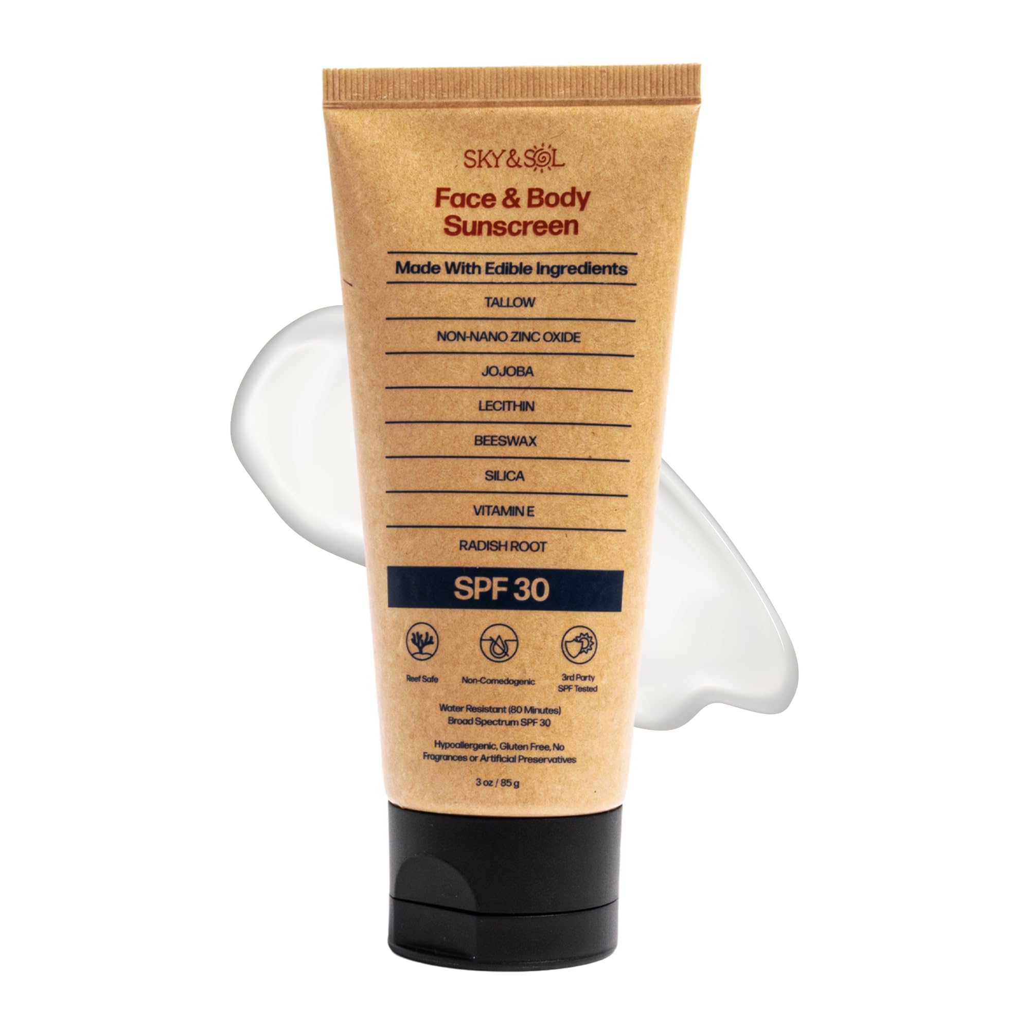 Amazon.com : Sky and Sol Natural Mineral Sunscreen SPF 30 3 oz: Natural ...