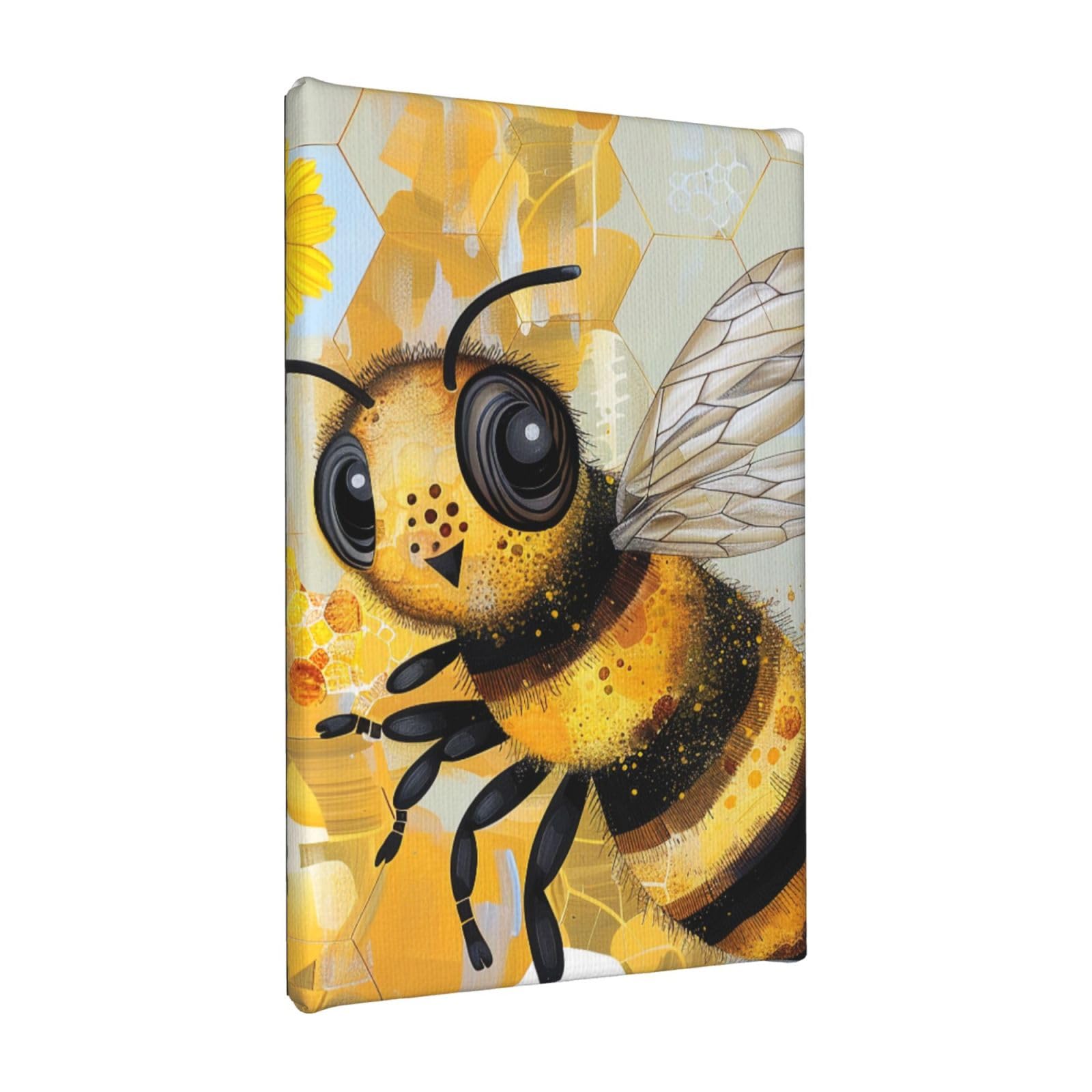 YKLJG Honey Bee art Printed Wall Art Canvas Painting 20x30 CM Wooden Framed Picture Painting Artwork Prints for Bedroom Kitchen Home Office Decor