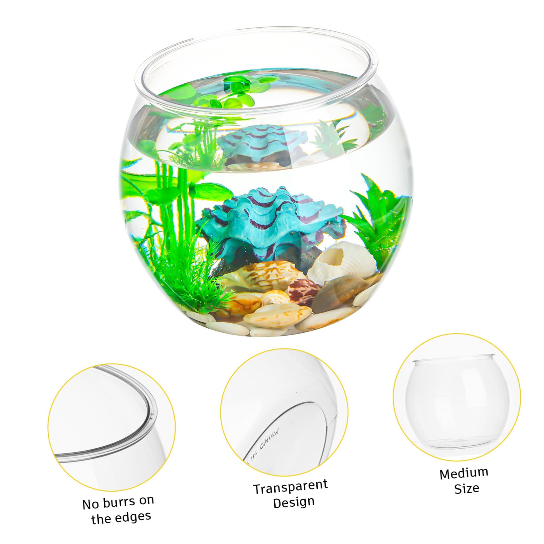 POPETPOP Pecera De Plástico Ligera y Transparente Ideal para Decorar Tu Oficina o Hogar
