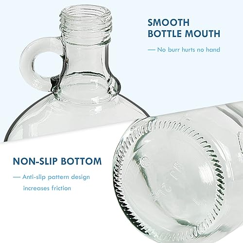 Miniatura 14 de Jarra de vidrio de 1 galón (128 onzas), botellas de agua de vidrio con asa, jarras Growler incluye tapa de Polyseal de 1.496 in para Kombucha