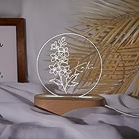 Vista 21 de Luz nocturna de flor de nacimiento, luz de noche de flor de caléndula de octubre, luz LED personalizada, regalos para amigos, lámpara de noche LED