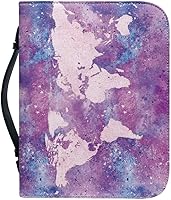 Vista 18 de Funda compacta marrón para la Biblia con asa, bolsa de Biblia para mujer con ranuras para bolígrafos, funda de transporte portátil para la Biblia
