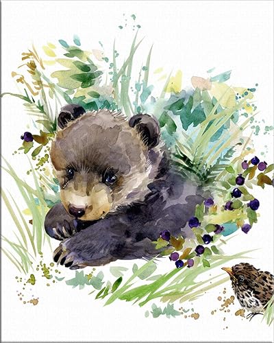 7Dots Art. Lindos animales de bebé. Impresión de acuarela, póster de 7.9 x 9.8in en papel de acuarela grueso, para habitación de los niños,