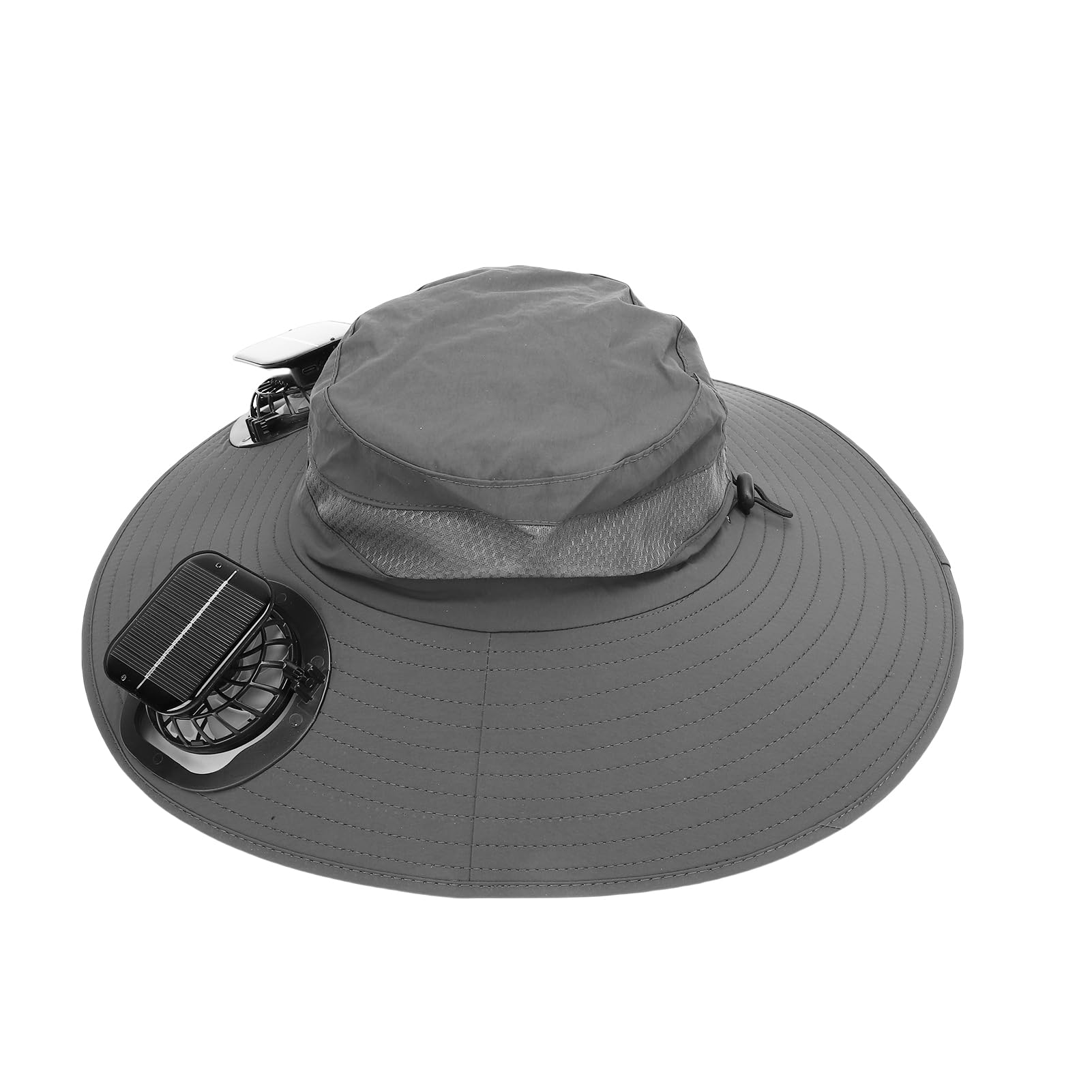 Cappello da Ventilatore Solare per Uomo e Donna con Ventole Solari di Raffreddamento, Traspirante, Leggero, Cappello da Pesca per Protezione Solare, Portatile (Grigio)