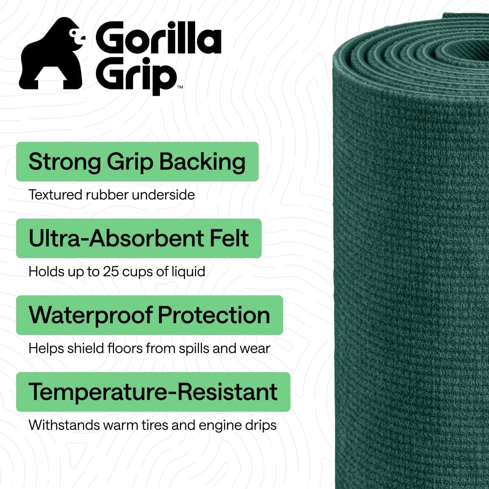 GORILLA GRIP Garage Floor Mat for Under Car Protection, 72x58, Hunter Green image 2