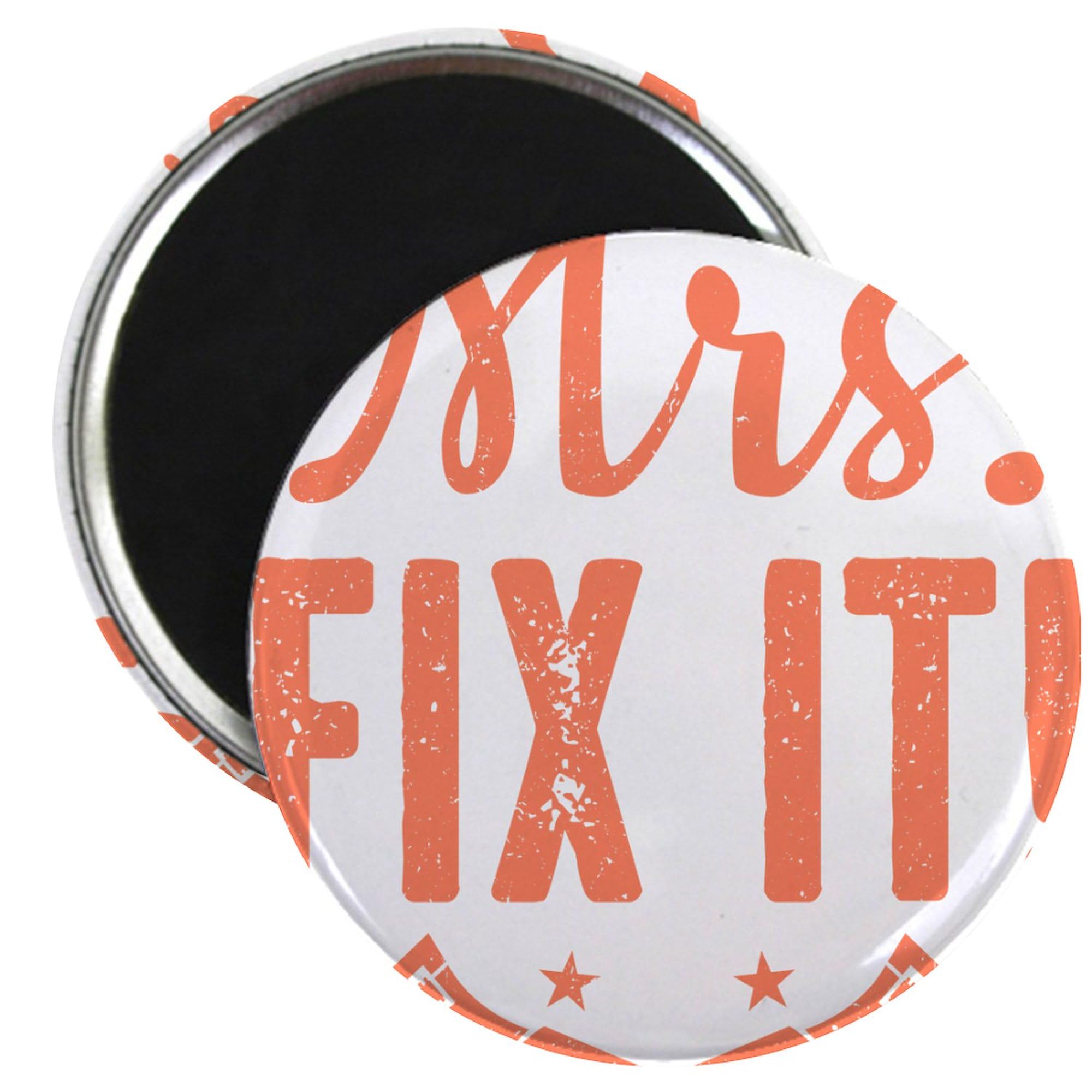 CafePressCar Mechanical Mrs. Fix It Car Mechanic Magnets 2.25" Round Magnet, Refrigerator Magnet