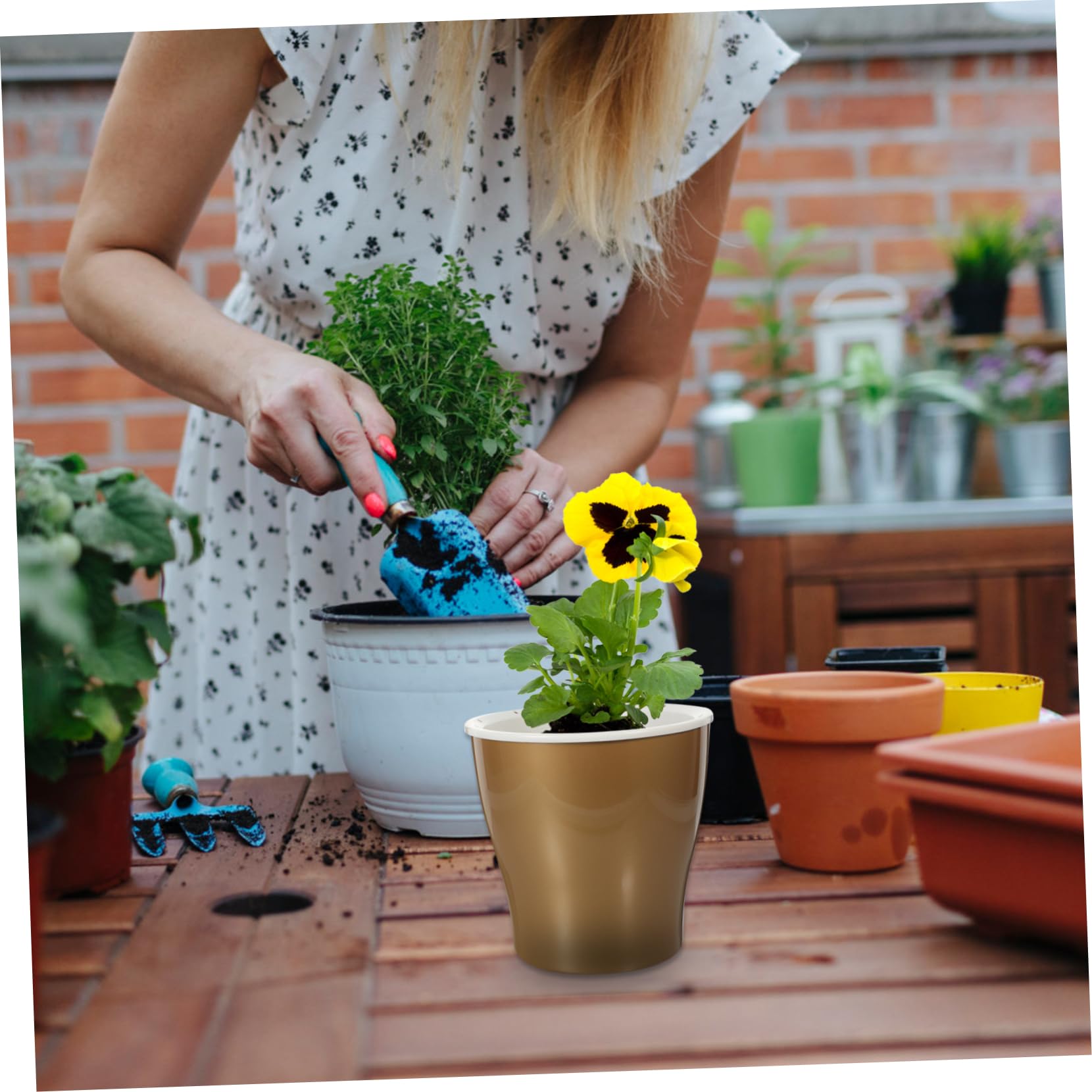 2pezzi Vaso Autoirrigante Plastica Portavaso Creativo Per Piante Con Di Riserva Design Chic Per Giardinaggio Casa Argento