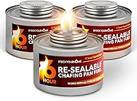StockYourHome 6-Hour Chafing Fuel Cans (3 Pack) - Safe Wick Burners for Parties, Buffets, Weddings & Catering