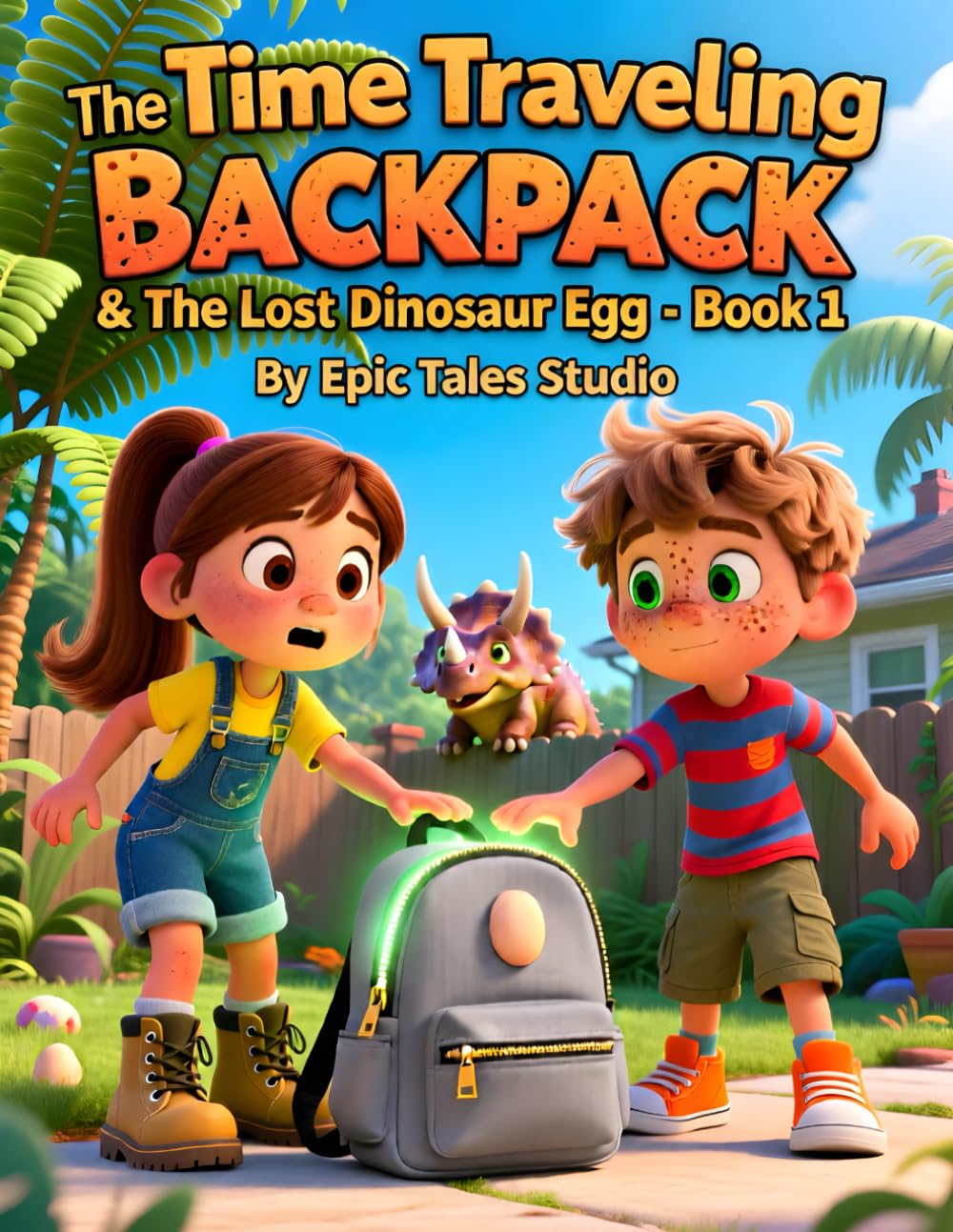 The Time Traveling Backpack & The Lost Dinosaur Egg – Book 1: A Time-Jumping Adventure with Mia, Max & a Baby Triceratops