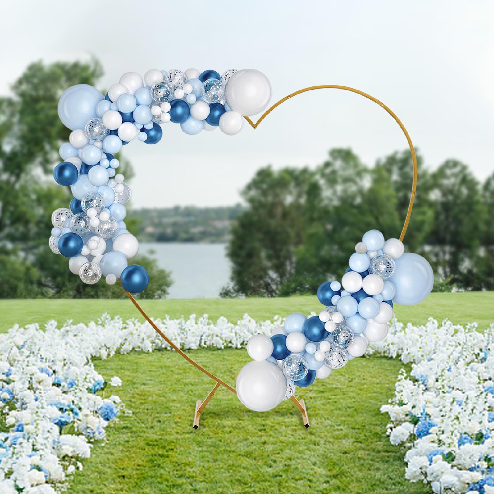 Arco Matrimonio A Forma Di Cuore 2x2,1m – Struttura In Acciaio Al Carbonio Oro – Per Sfondo Cerimonia, Giardino, Festa – Fai Da Te