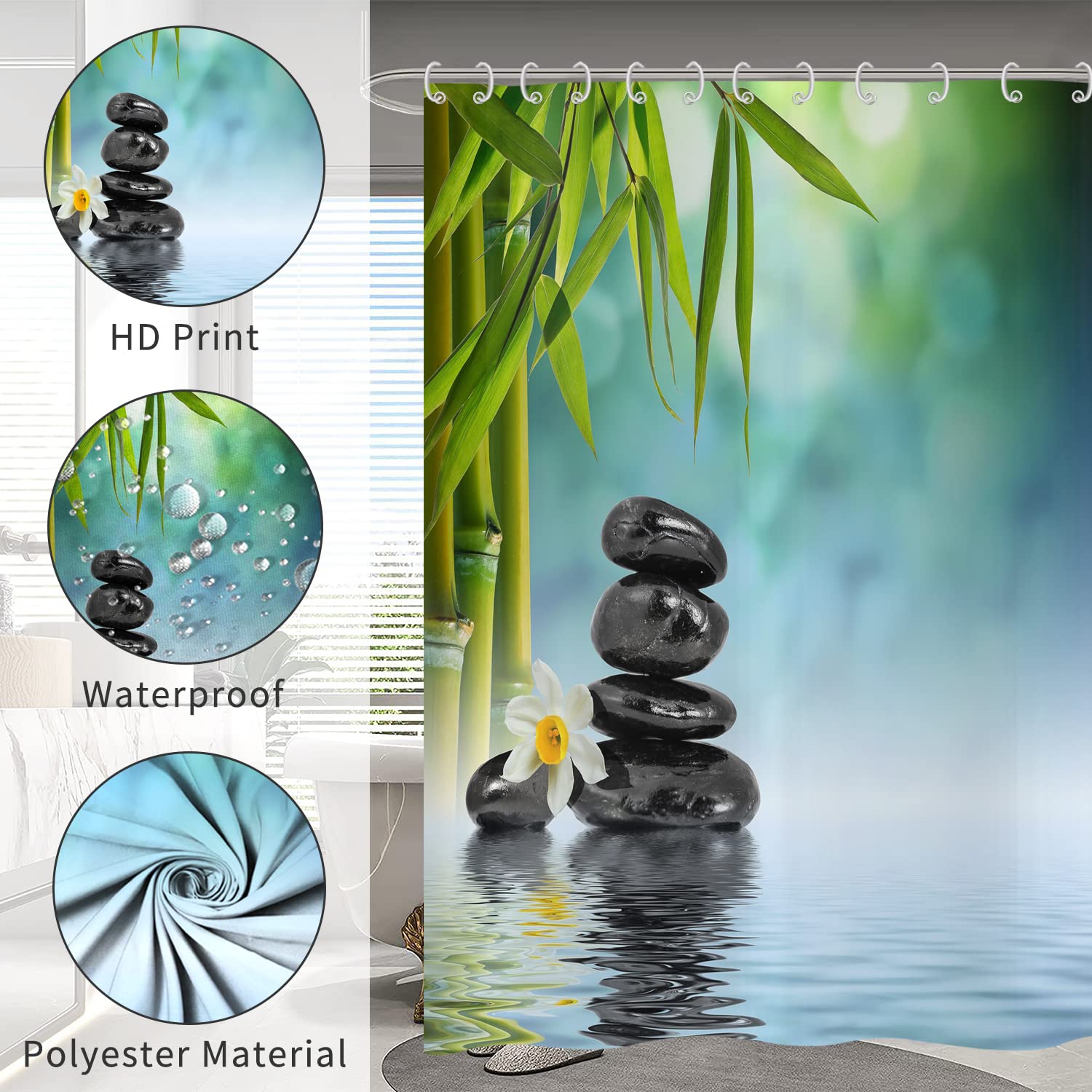 Hnmdmyi Zen Garden Shower Curtain 180x200 - Image 4
