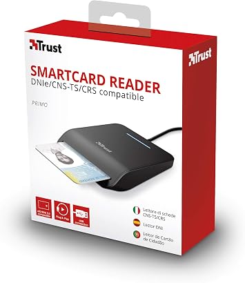 Trust First Smart Card Reader, DNI Compliant with FIPS 201, FIPS TAA and ISO 7816 Class A, B, C, 100 cm Cable, USB Plug & Play, Black
