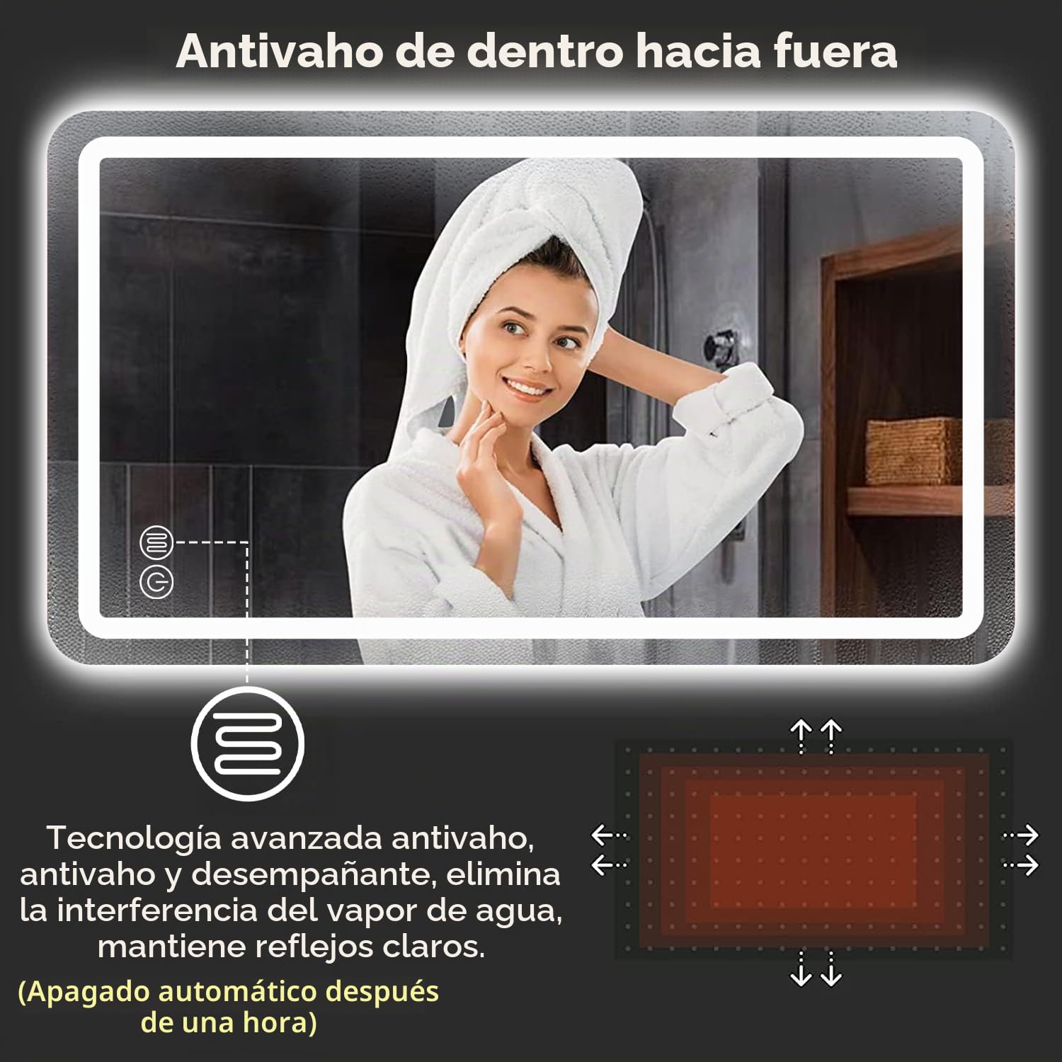 Espejo Baño con Luz LED Espejos de Baño con LED 120x70cm