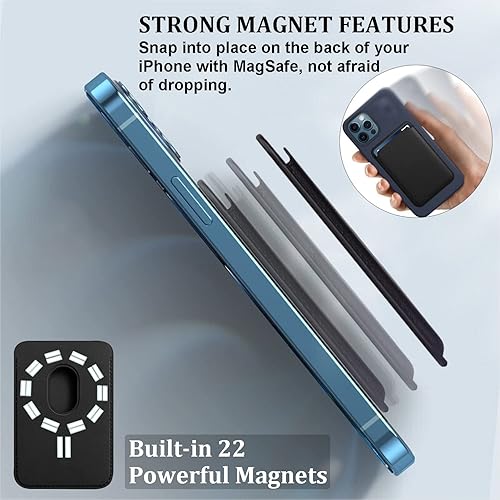 Miniatura 2 de Paquete de 2 Cartera magnética compatible con Apple iPhone 12 Pro Max  12 Pro  1212 Mini  13 modelos, iLodn Wallet para MagSafe Wallet iPhone 13 Pro