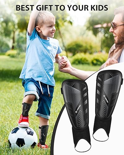 Miniatura 5 de Espinilleras de fútbol mejoradas para niños, jóvenes y adultos, con certificación CE, equipo de protección para niños y niñas, juego de fútbol,