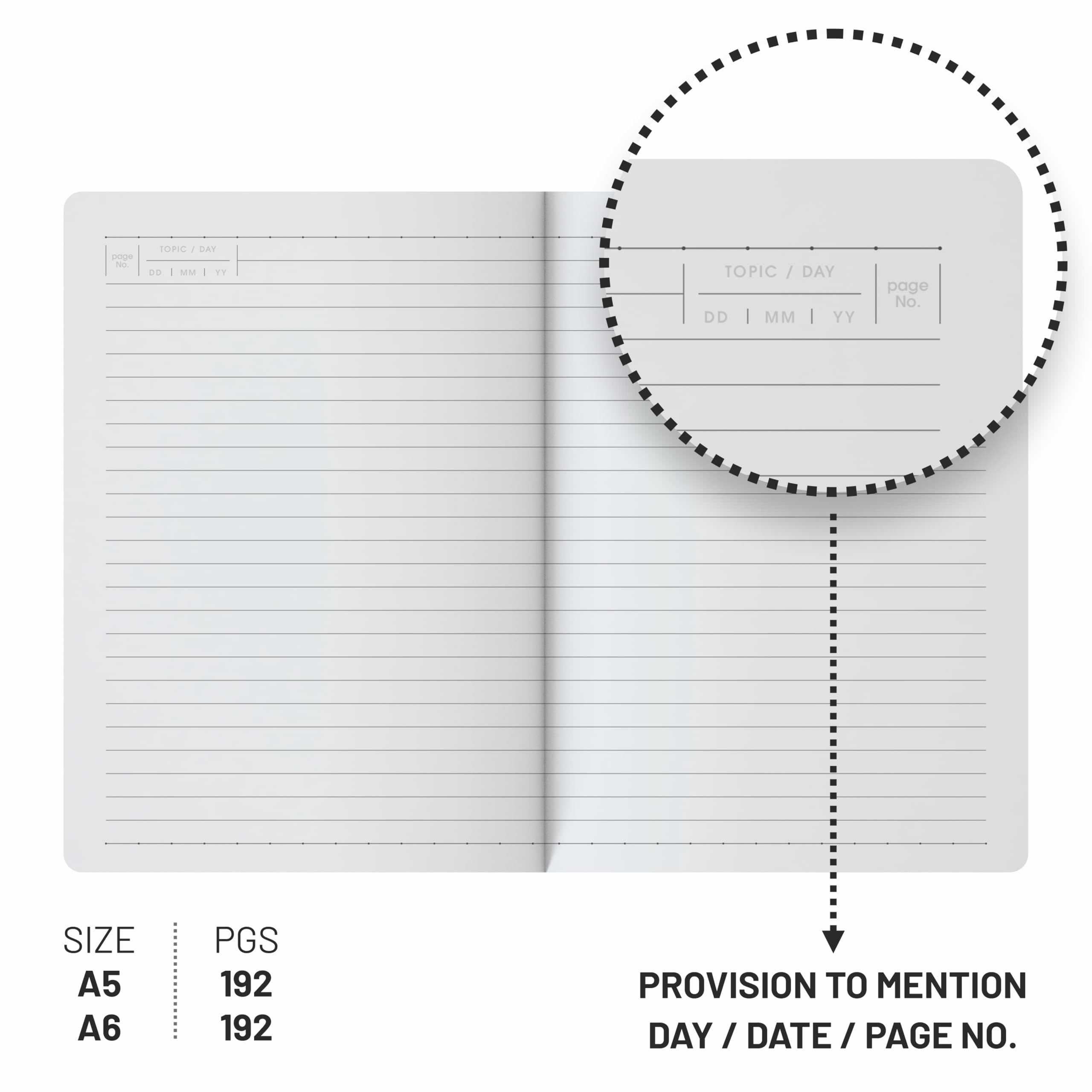 Anupam Quaderno A5 Flxy | 192 pagine | Taccuino a righe | Carta da 80 g/m² | Pelle PU testurizzata con copertina senza tempo per impressione | Chiusura elastica abbinata (blu)