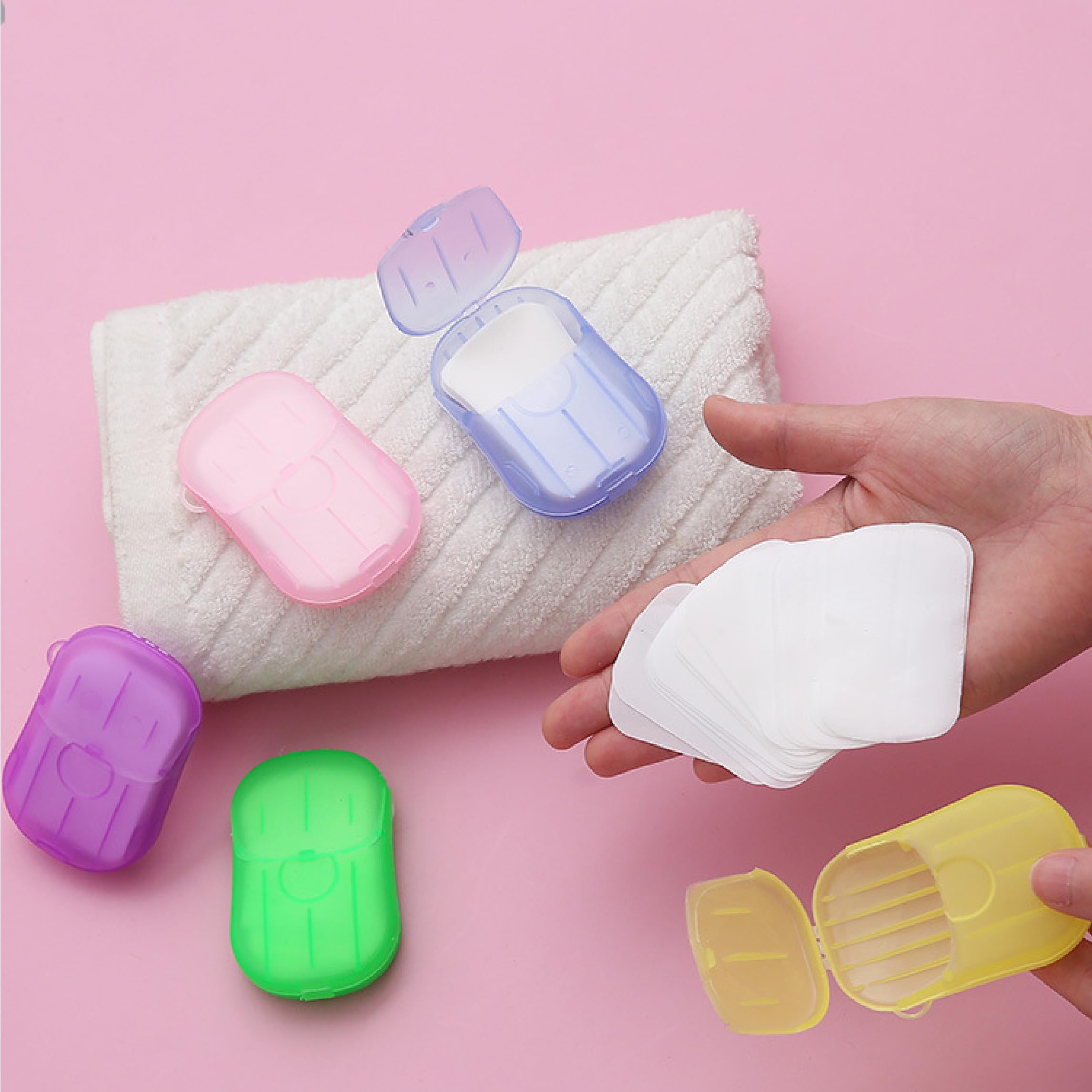 5 Boîtes Savon en Papier jetable 100 Portable Disposal Savon Mini Papier Savon Feuilles de Savon Savon jetabl Voyage Feuilles de Savon pour Les Mains Feuille de Savon Nomade