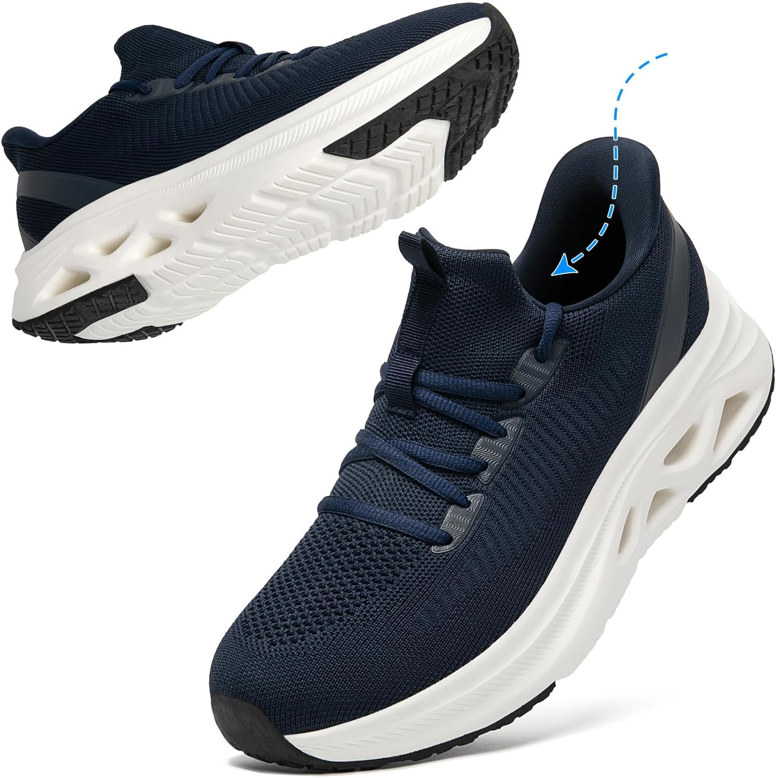 Air Sneakers 【Can Be Worn While Standing】No Hands Needed, Easy to Put On and Take Off, Men's Running Shoes, Lightweight, Athletic Shoes, Black, Mesh, Air Cushion, 3E, Slip-On, Stylish, Travel