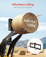 Vista 2 de VEVOR 49" Hay Spear, Bale Spears 1600lbs Loading Capacity, Skid Steer Loader Tractor Attachment with 2pcs 17.5" Stabilizer Spears, Quick Attach