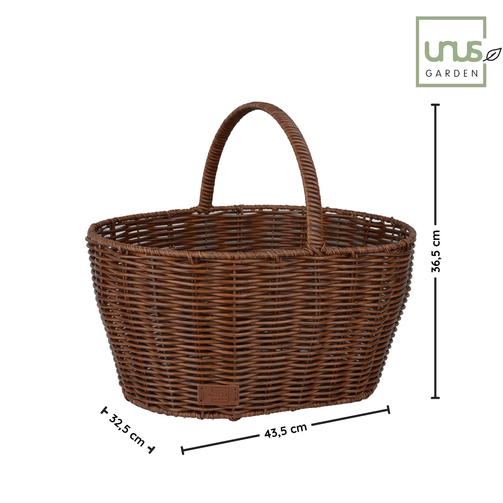 UNUS Panier à provisions pour enfants en osier Grand pour le magasin de jeu Panier de pique-nique Panier de Pâques marron avec poignée