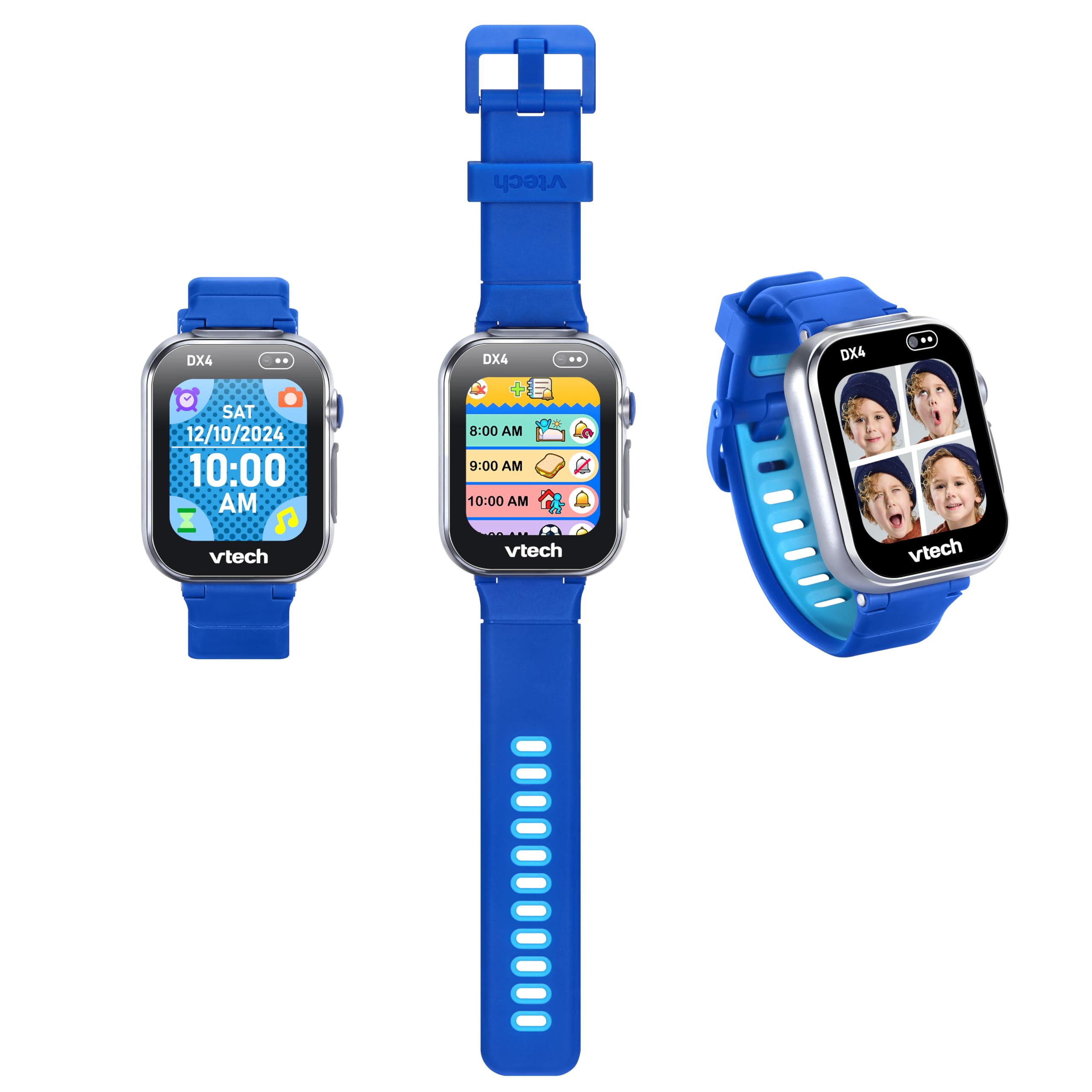 VTech KidiZoom DX4 Smartwatch Bleu Double Appareil Photo pour Photos et Selfies, Jeux, podomètre, écran Vertical Couleur, Lecteur de Musique, Version ESP