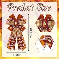 Vista 2 de ABTOLS Arcos grandes de corona de Happy Fall Y'all, lazos de búfalo naranja para corona, hojas de otoño, lazos de arpillera para puerta delantera
