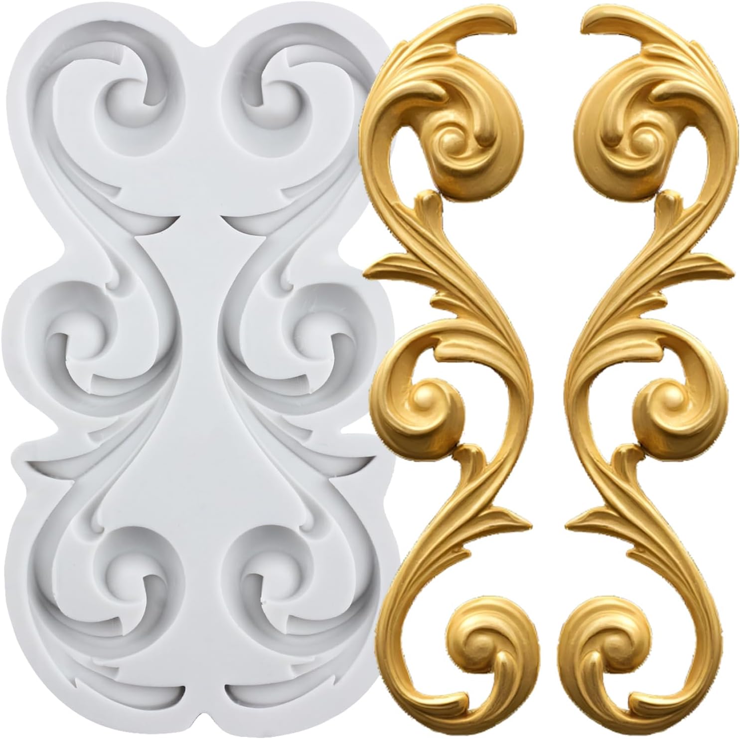 Baroque Scroll Relief Silicone Mold Baroque Polymer Clay Molds