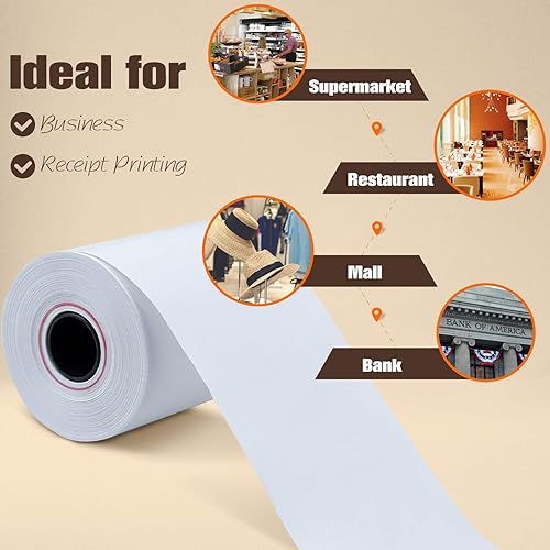 Miniatura 78 de (10 rollos) Papel térmico de 2 1/4 pulgadas x 165 pies, papel de recibo para caja registradora de negocios minoristas, se adapta a la mayoría