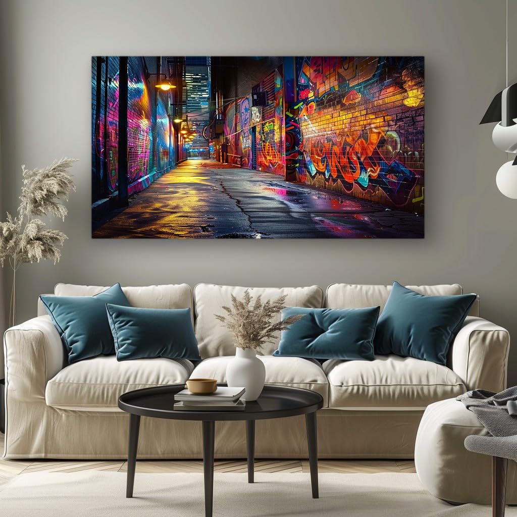 MKBKLI Abstract Canvas Wall Art for Living Room Colorful Graffiti Corridor Paintings for Bedroom, Office, Kitchen - Home Decor Pictures, 70x140cm