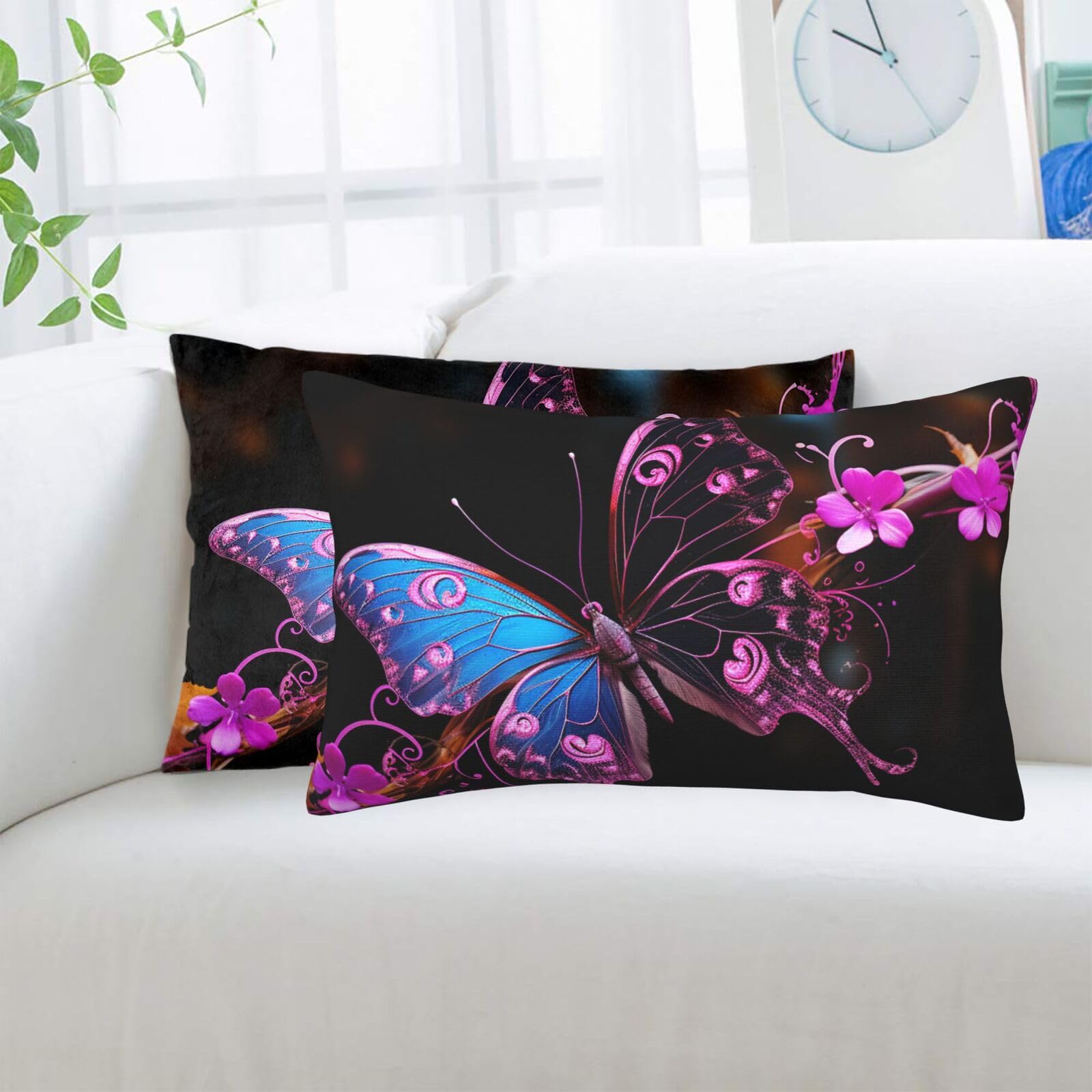 Nice Butterfly Standard Pillowcases Sets of 2, Ultra Soft Microfiber Plush Pillow Cases 20"X30" Comfort Decorative Throw Pillow Cover with Hidden Zipper for Bedroom, Sofa, Couch