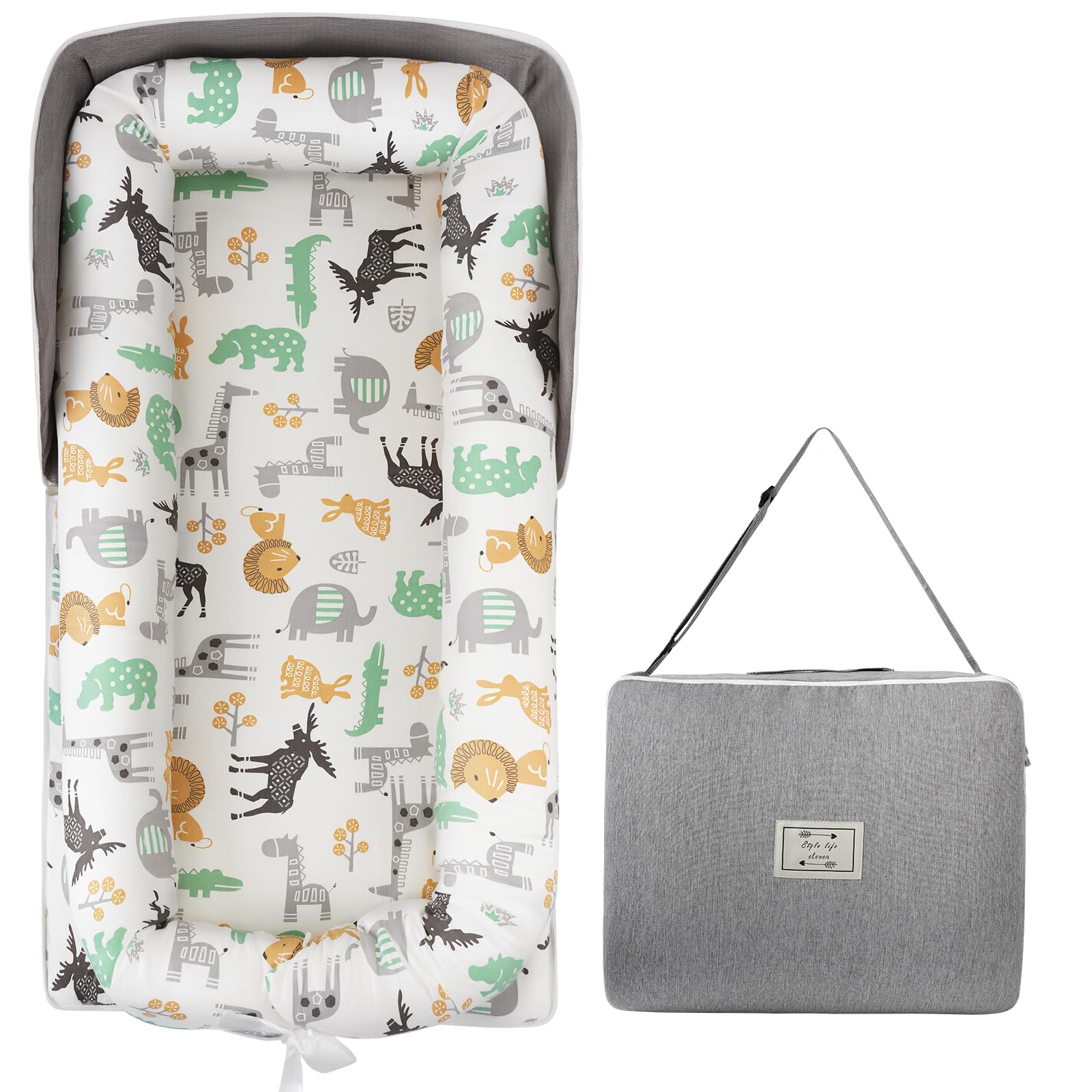 Babynest Babynestchen Neugeborene Baby Nestchen Tragbar 0-24 Monate, Nestchen Baby Waschbar mit Verstellbarem U-Fußsack,Tragbar & Verwandelt Sich In Rucksack,Baby Erstausstattung Neugeborene