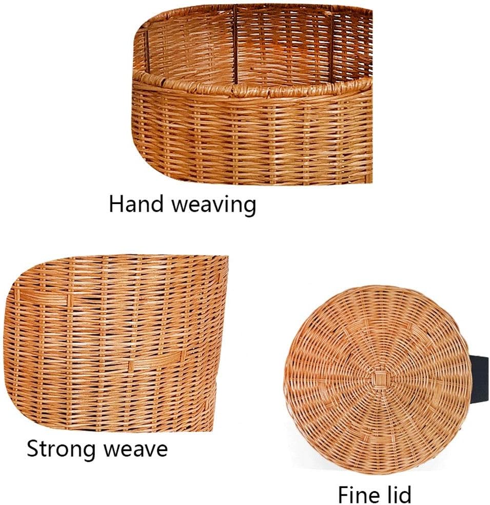 Nordic Creative Natural Rattan Trash Can Slow Down Silent Pedal Garbage Bin with Lid Fashion Country Style Wastebasket (Color : Brown, Size : 5L)