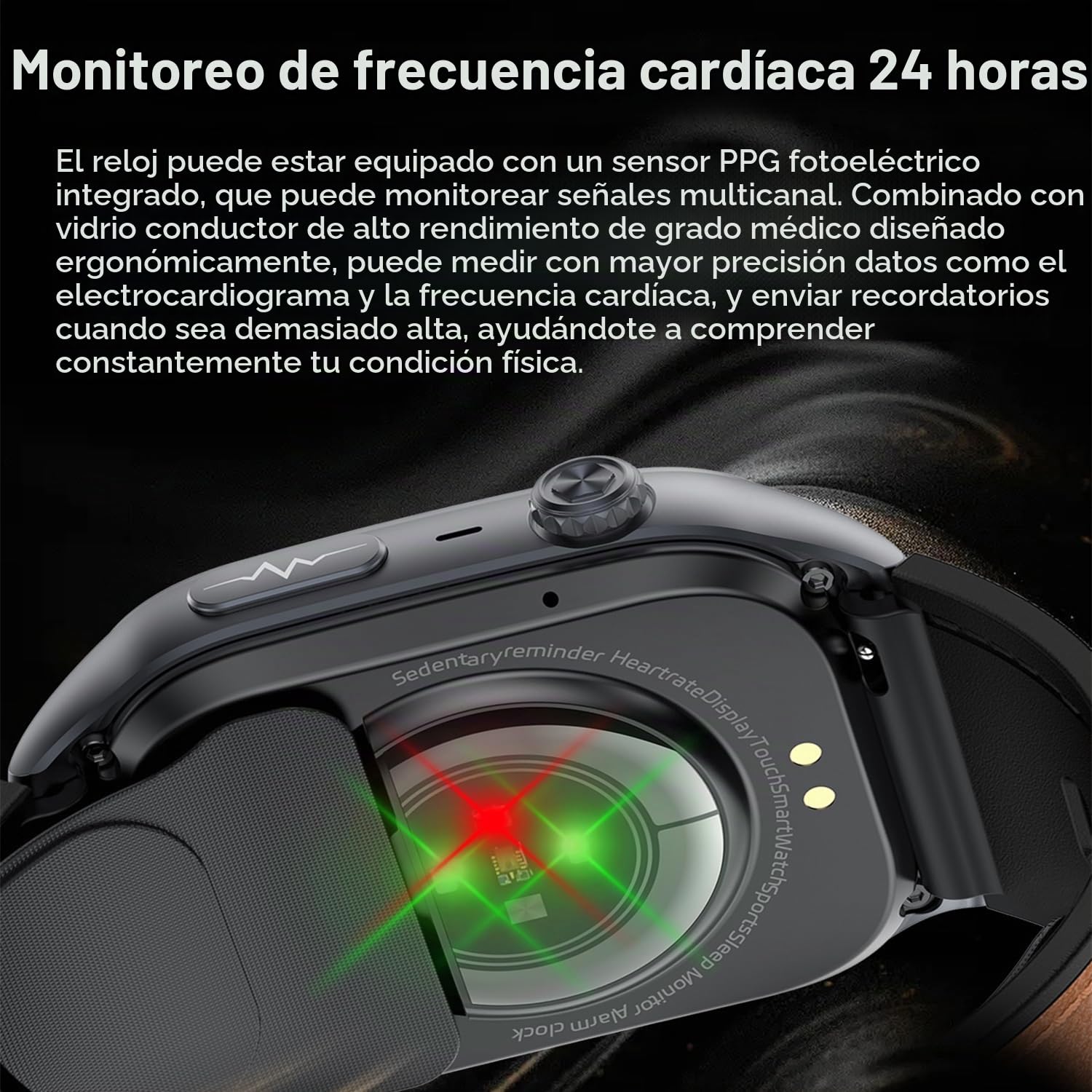 Reloj Inteligente con Presión Arterial Habilitado para Bomba, Pantalla AMOLED HD de 2.06" Smartwatch, Información ECG, Múltiple Modos de Movimiento AI, Batería 530mAh (Negro1)