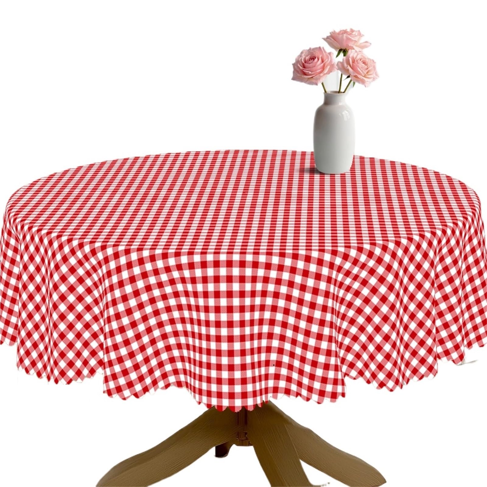 Tablecloth Red Plaid Printed Polyester Tablecloth For Camping Picnic Multiple Sizes(Round (180)cm)