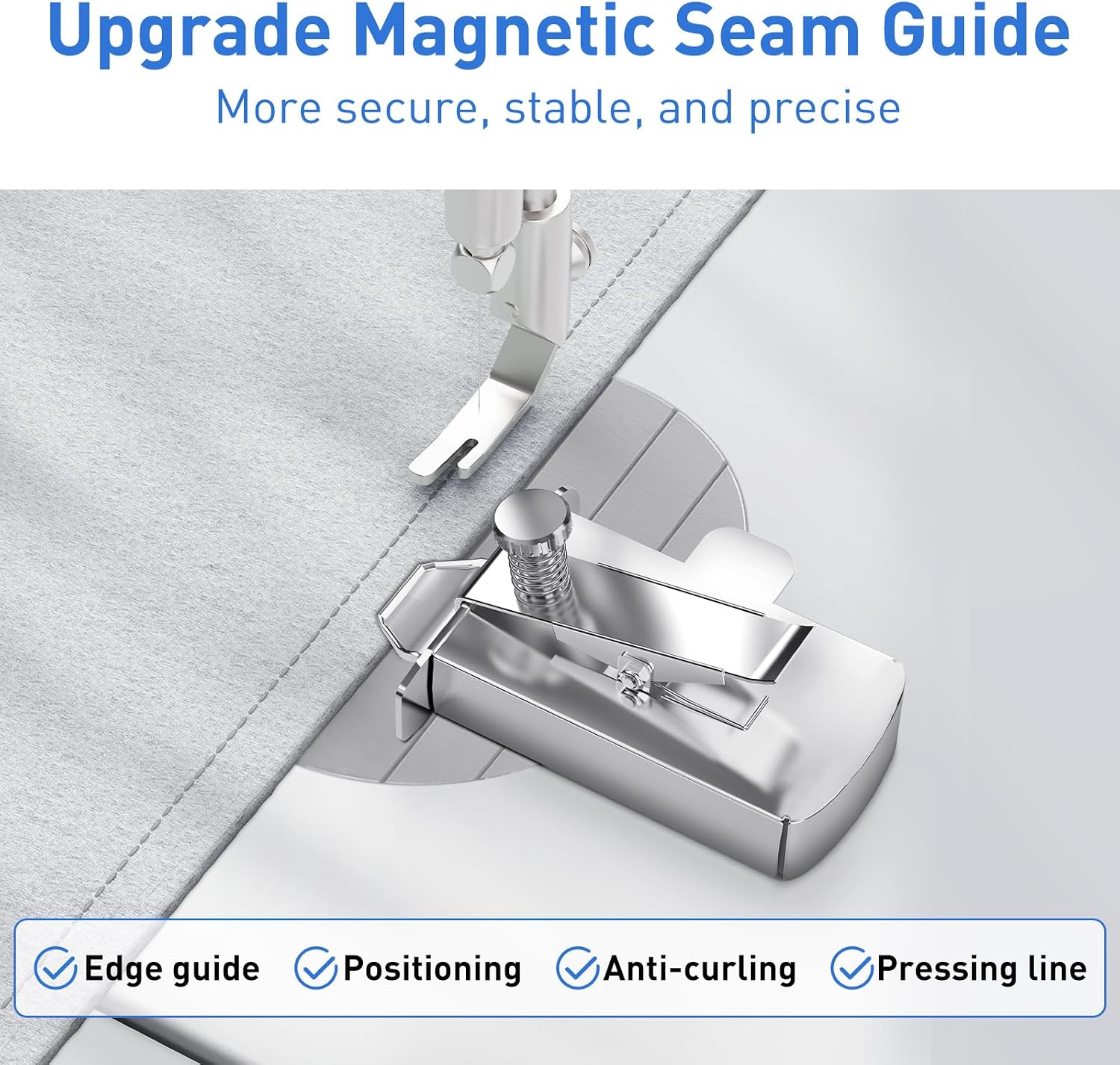 Armilem Magnetic Seam Guide for Sewing Machine, Multifucntional Clip-On Hem Guide - Universal Sewing & Quilting Supplies Accessories Tools
