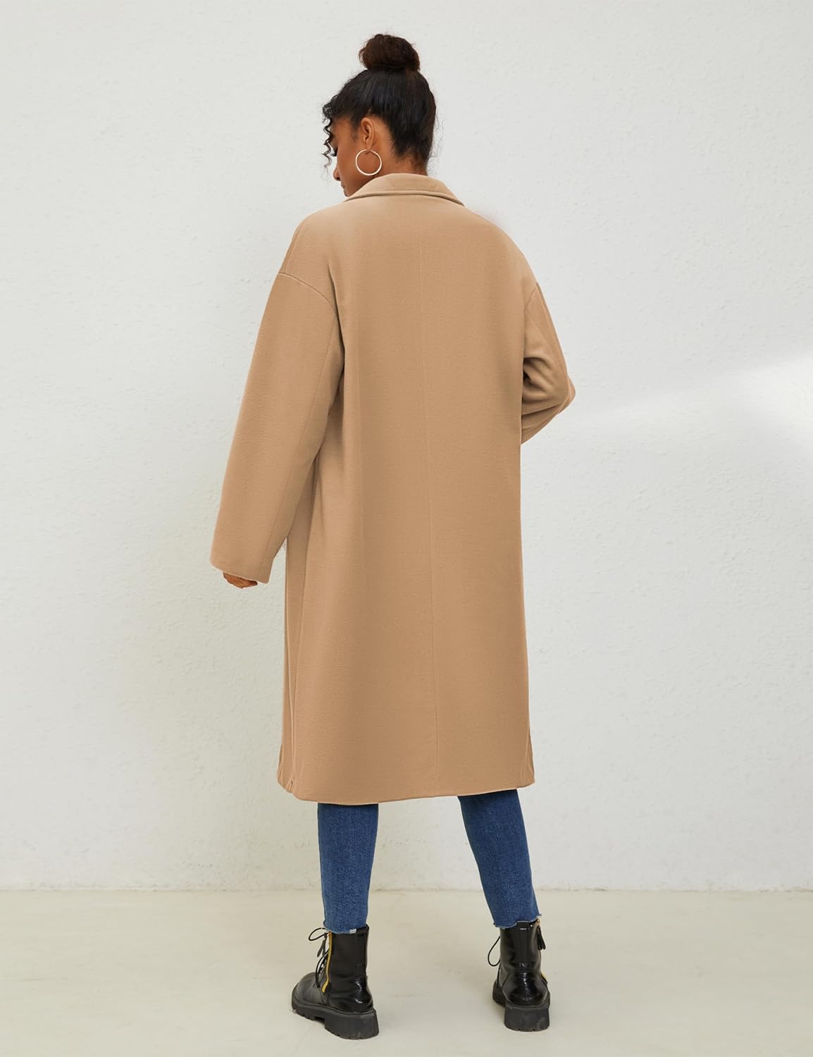 UANEO Women's Wool Blend Coat Oversized Double Breasted Long Trench Overcoat Winter - Image 7