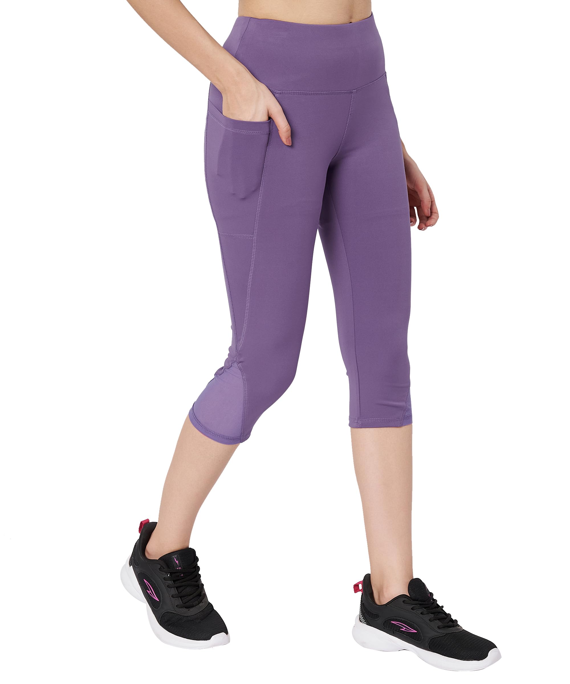 High Waist Capri Leggings with Side Pocket – Stretchy, Moisture-Wicking Workout Pants for Women