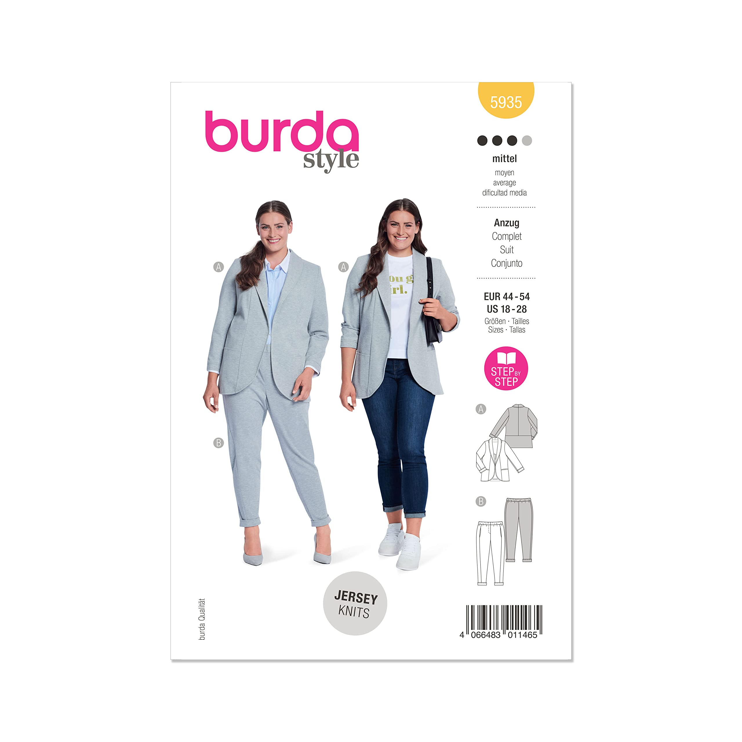 BURDA 5935 MISSES SUIT Sewing Pattern Sizes 18-28 Skill: AVERAGE Larger Sizes